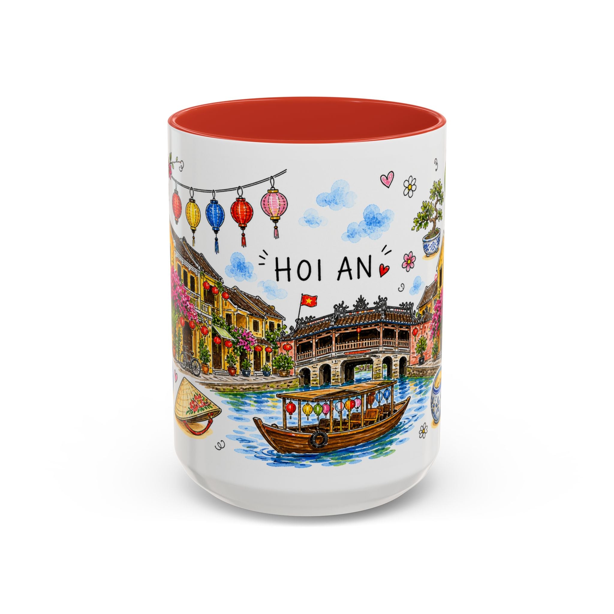 Hoi An Illustrated Travel Mug | City Souvenir Accent Coffee Mug | 11oz 15oz Ceramic Cup