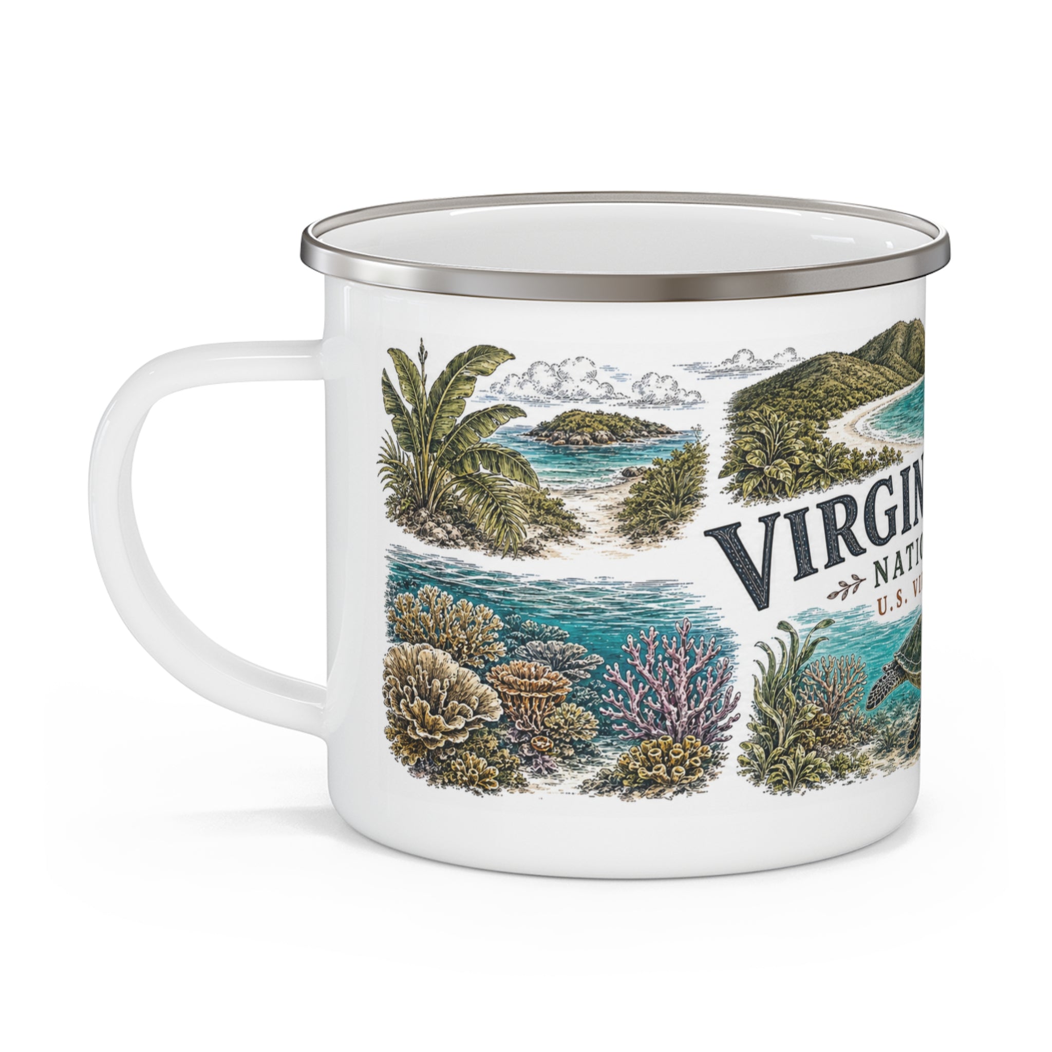 Virgin Islands National Park Vintage Enamel Camping Mug | 12oz National Park Hiking Gift