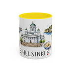 Helsinki Illustrated Travel Mug | City Souvenir Accent Coffee Mug | 11oz 15oz Ceramic Cup