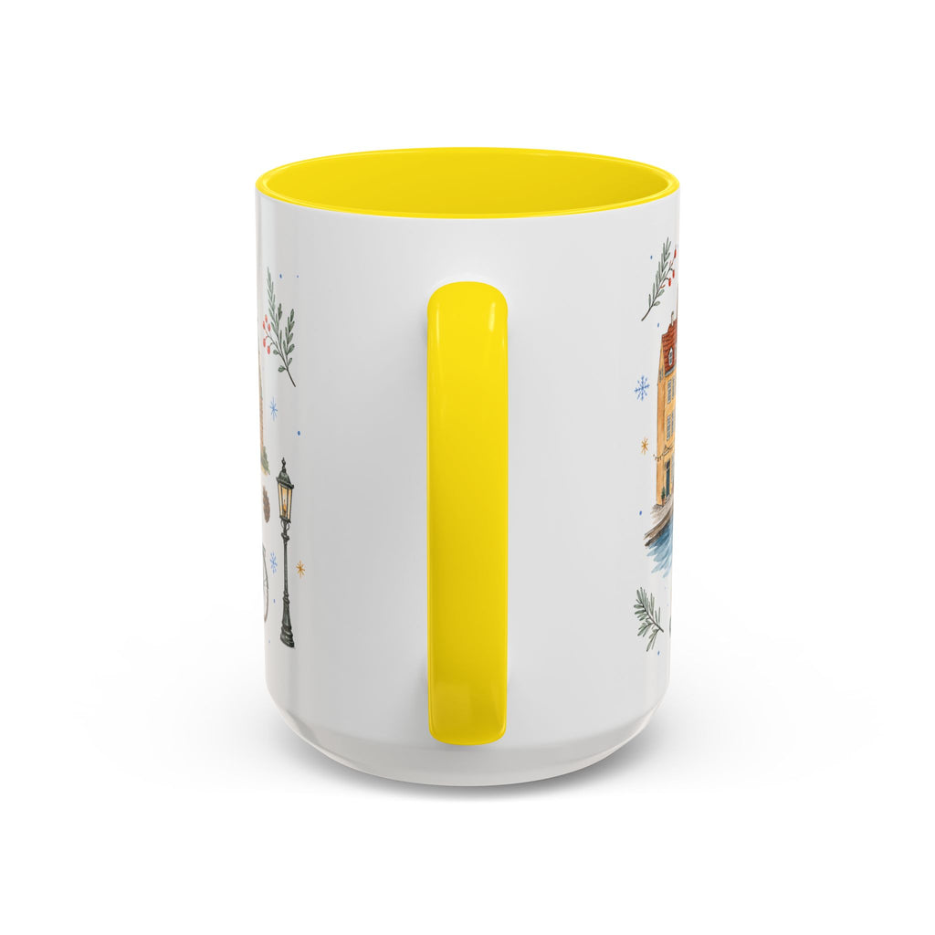Copenhagen Christmas Mug | Watercolor Travel Souvenir | Holiday Gift | Accent Ceramic Coffee Cup 11oz 15oz