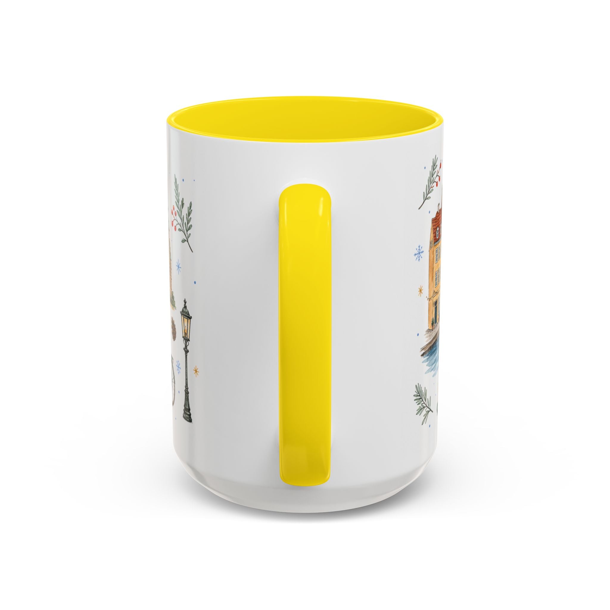 Copenhagen Christmas Mug | Watercolor Travel Souvenir | Holiday Gift | Accent Ceramic Coffee Cup 11oz 15oz