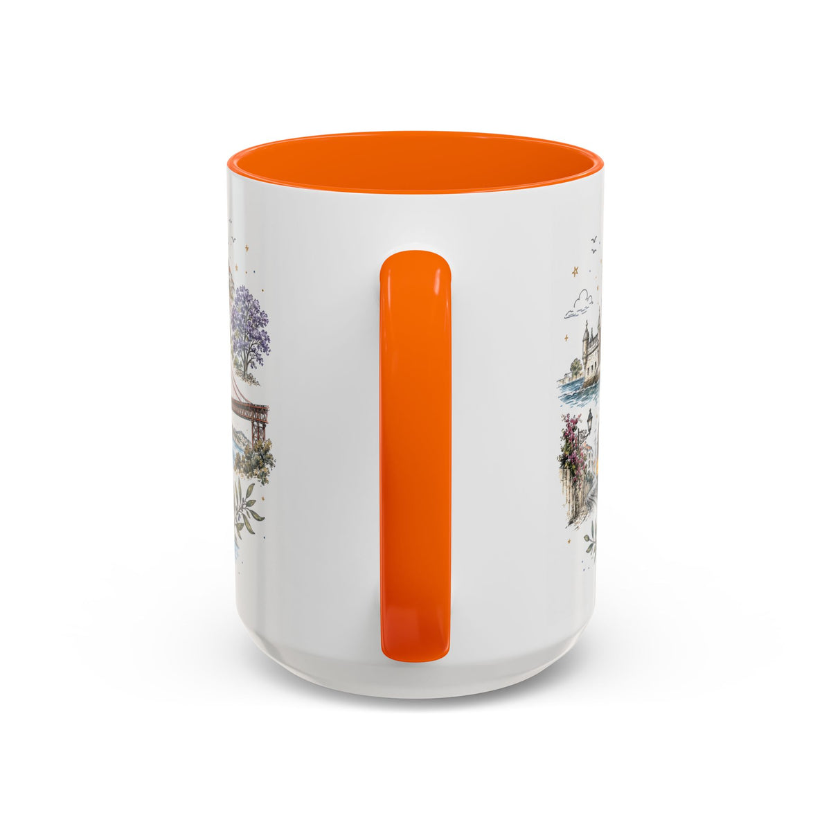 Lisbon Coffee Mug | Portugal Travel Souvenir | Vintage Illustrated City Gift | 11 oz 15 oz Accent Mug