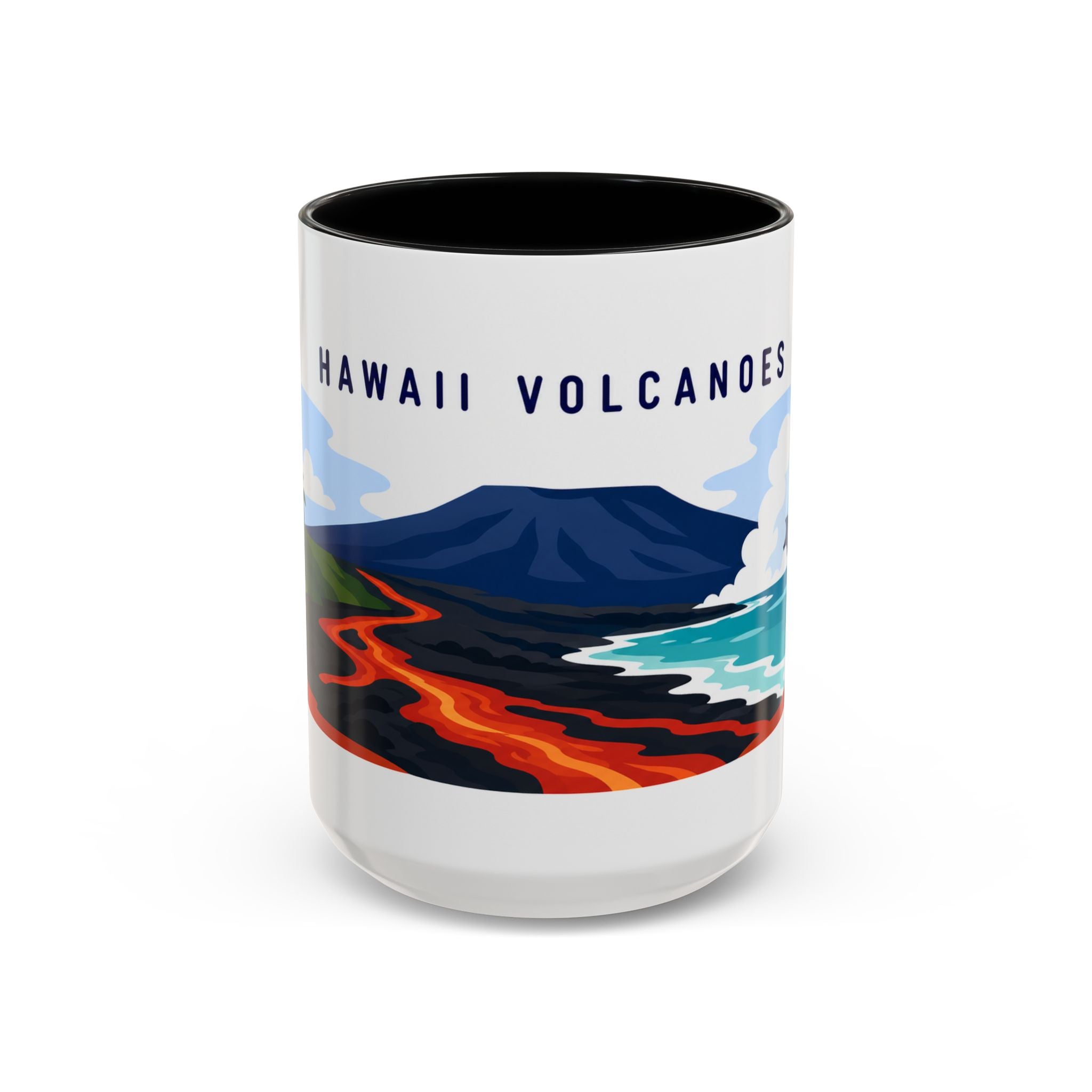 Hawaii Volcanoes Coffee Mug | Travel Destination Souvenir Gift | Accent Color Ceramic 11oz 15oz