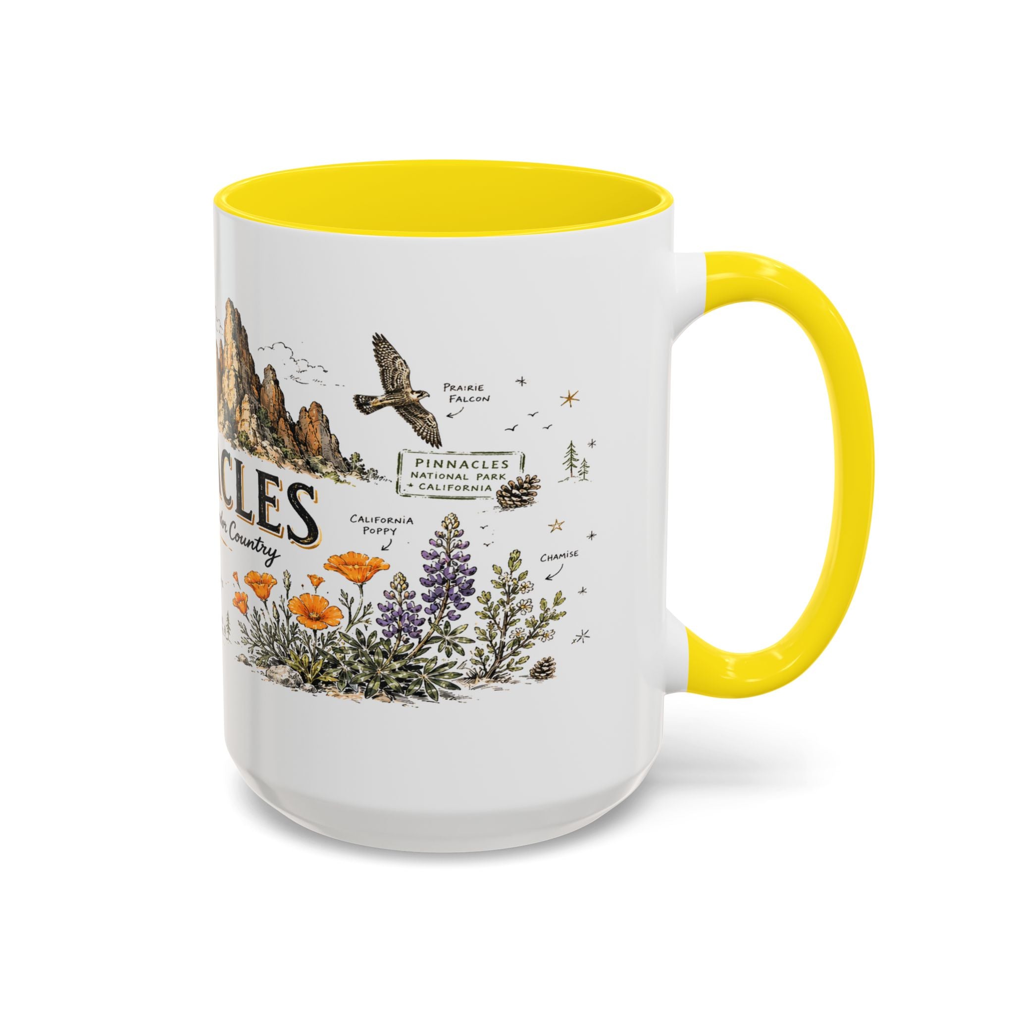 Pinnacles National Park Coffee Mug | California Rock Climbing Condor Gift | Accent Color Ceramic 11oz 15oz