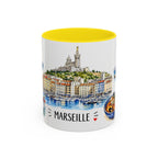 Marseille Illustrated Travel Mug | City Souvenir Accent Coffee Mug | 11oz 15oz Ceramic Cup