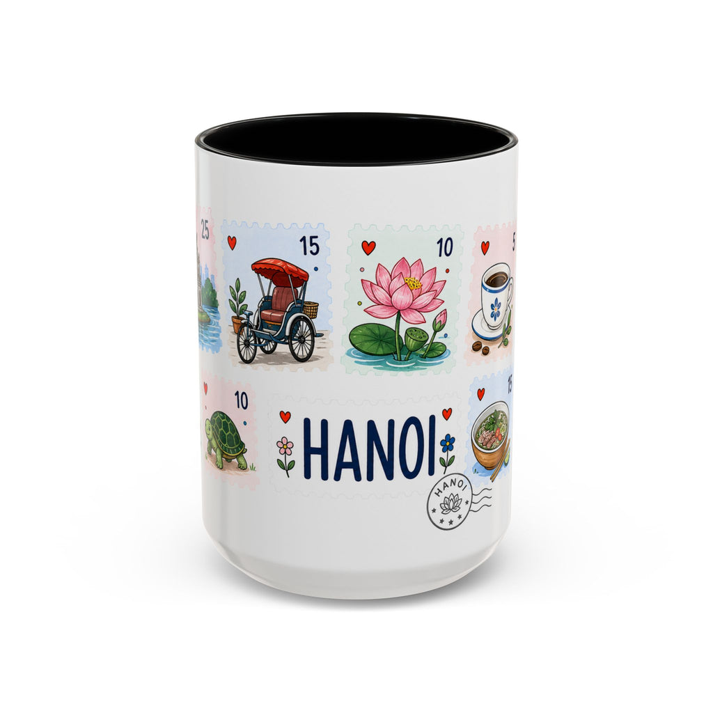 Hanoi Coffee Mug | Postage Stamp Collage Mug | Travel Souvenir Accent Cup 11oz 15oz