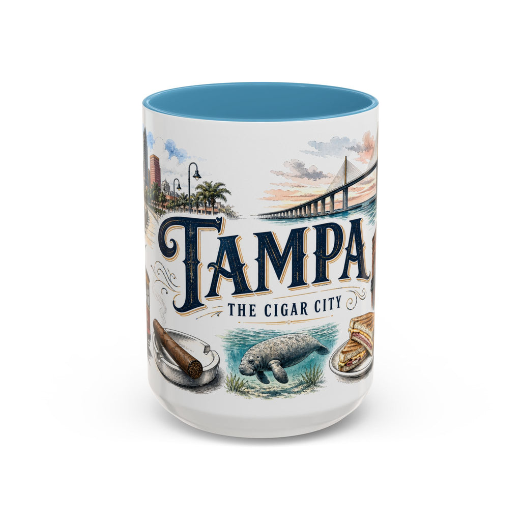 Tampa Coffee Mug | United States Travel Souvenir | Vintage Illustrated City Gift | 11 oz 15 oz Accent Mug