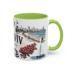 Tel Aviv Coffee Mug | Israel Travel Souvenir | Vintage Illustrated City Gift | 11 oz 15 oz Accent Mug
