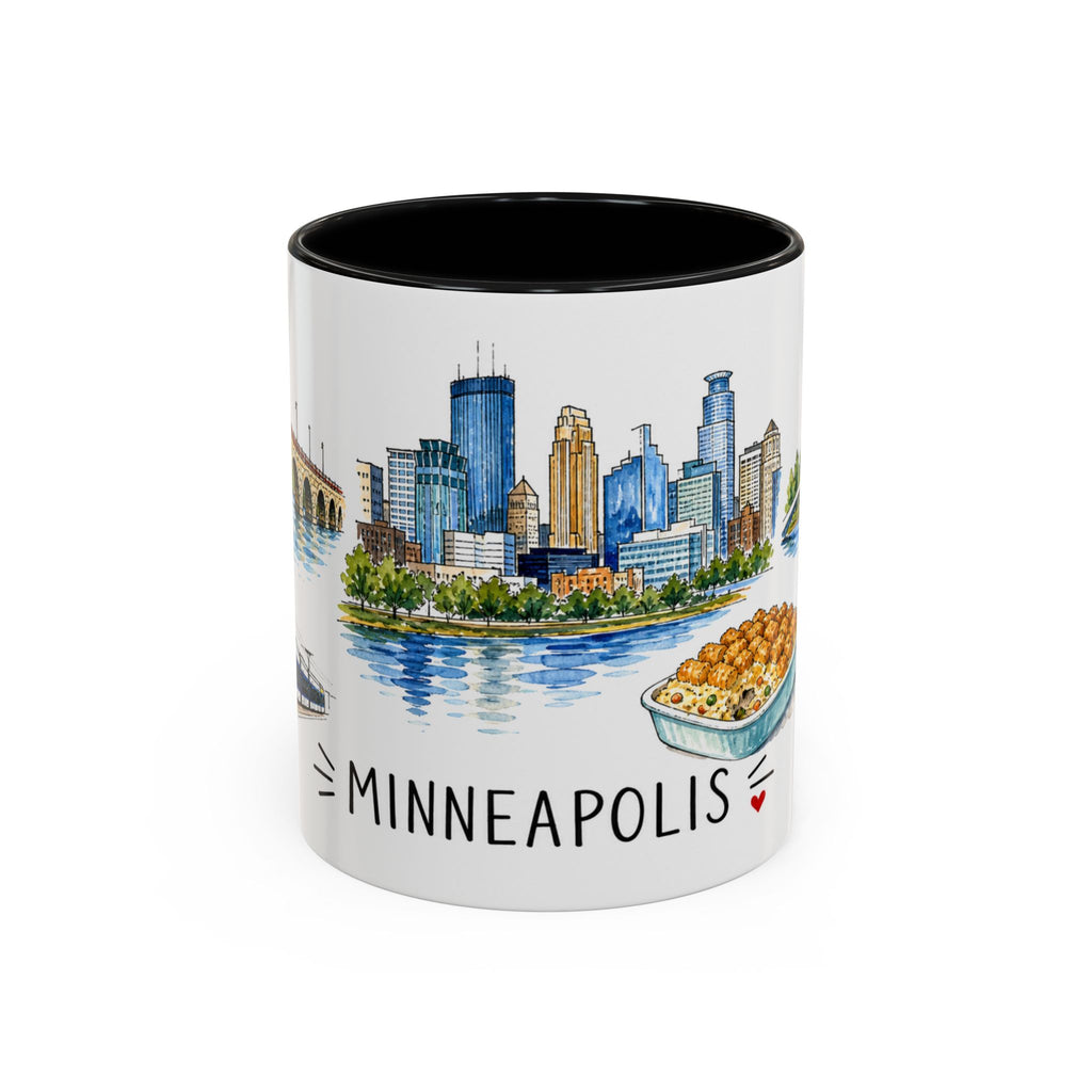 Minneapolis Illustrated Travel Mug | City Souvenir Accent Coffee Mug | 11oz 15oz Ceramic Cup