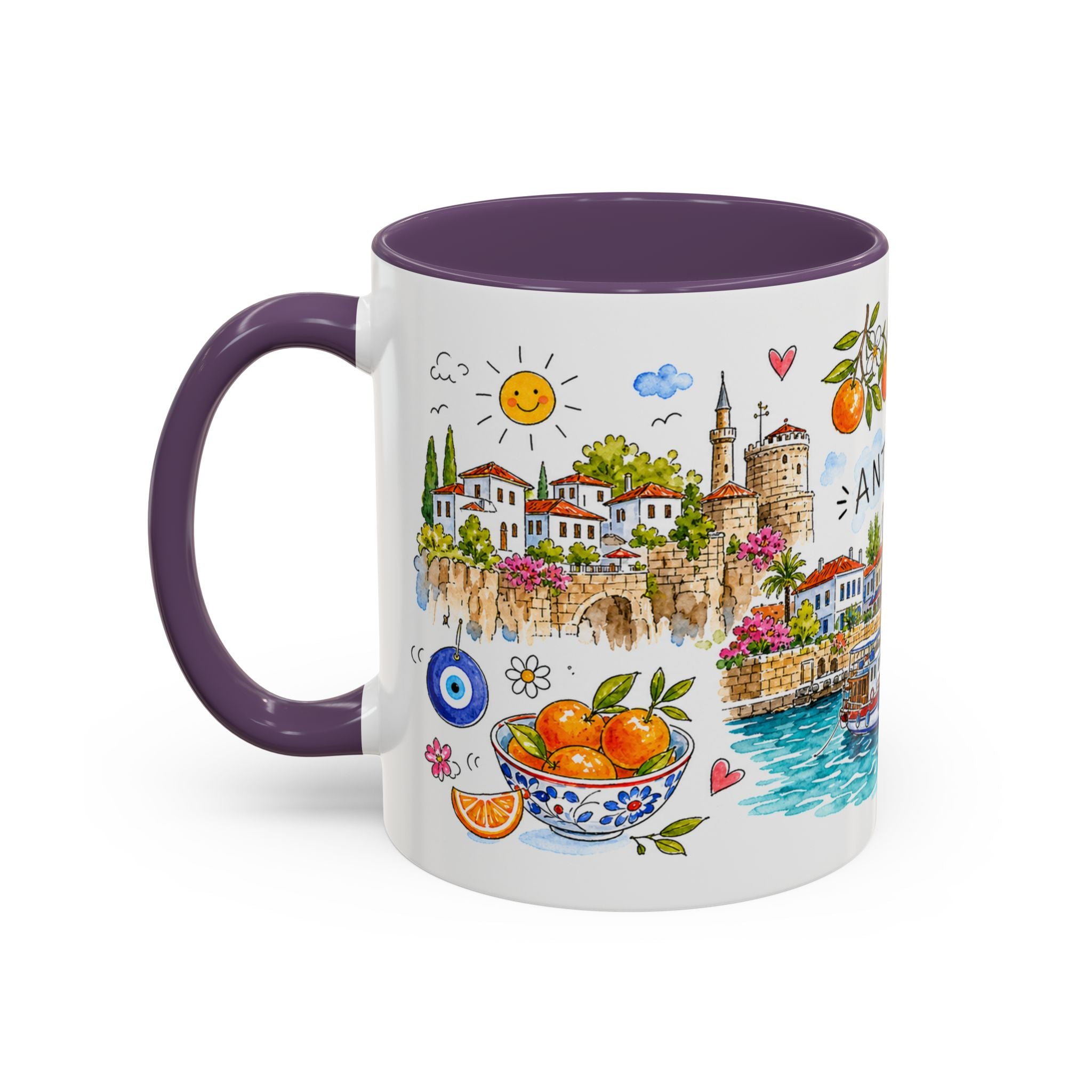 Antalya Travel Mug | European City Souvenir Accent Coffee Mug | 11oz 15oz Ceramic Cup