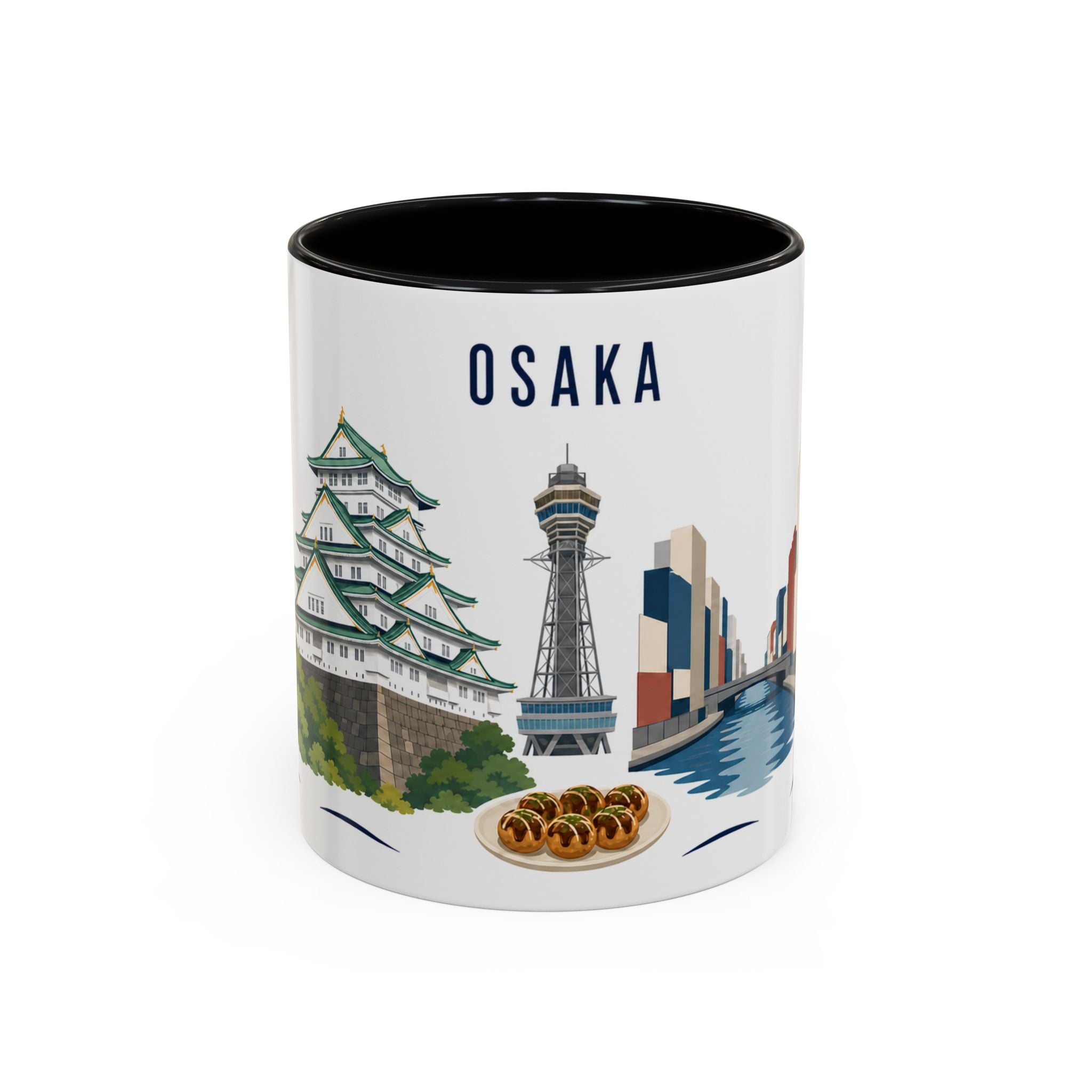 Osaka Coffee Mug | Japan Travel Souvenir | Porcelain Decal City Gift | 11oz 15oz Accent Mug