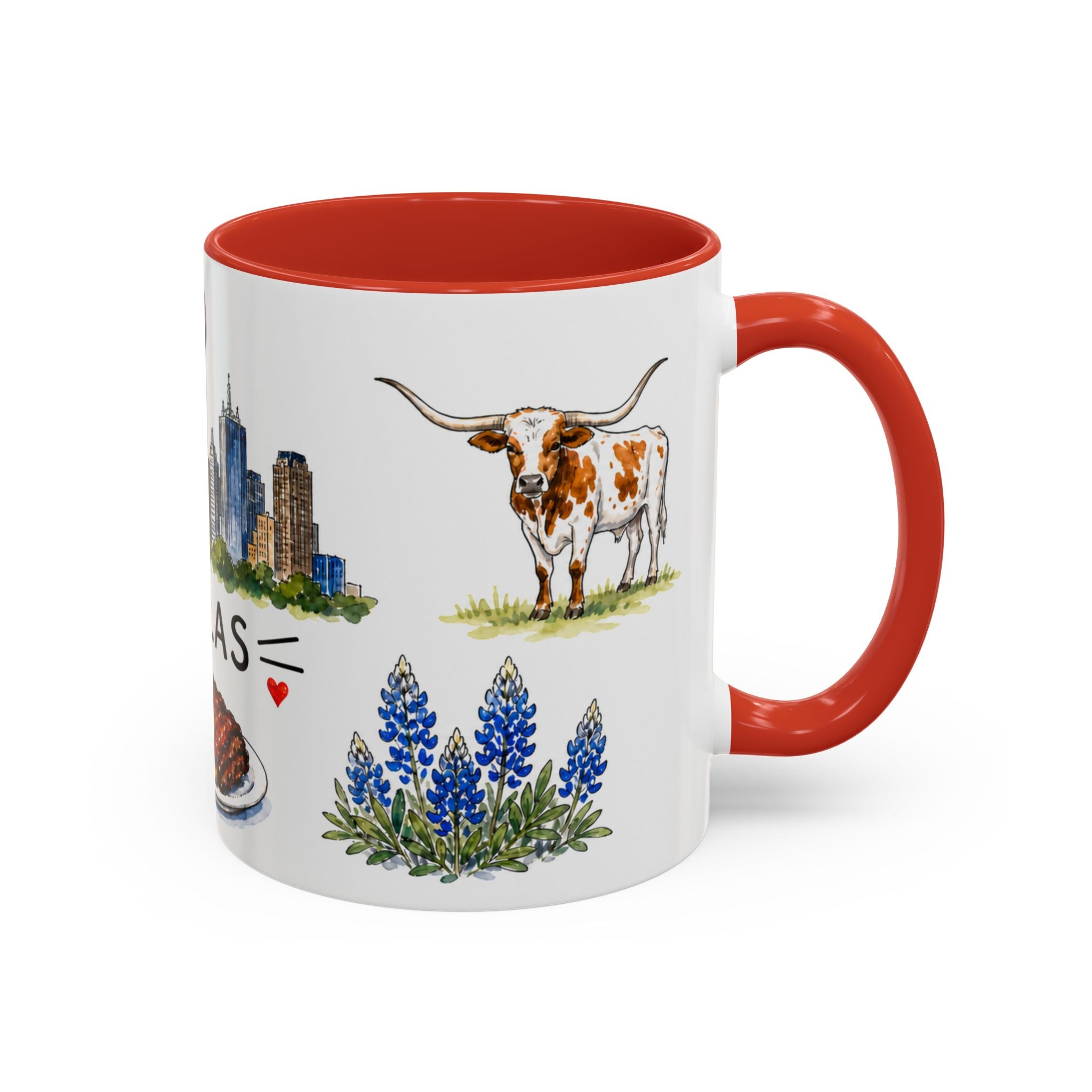 Dallas Illustrated Travel Mug | City Souvenir Accent Coffee Mug | 11oz 15oz Ceramic Cup