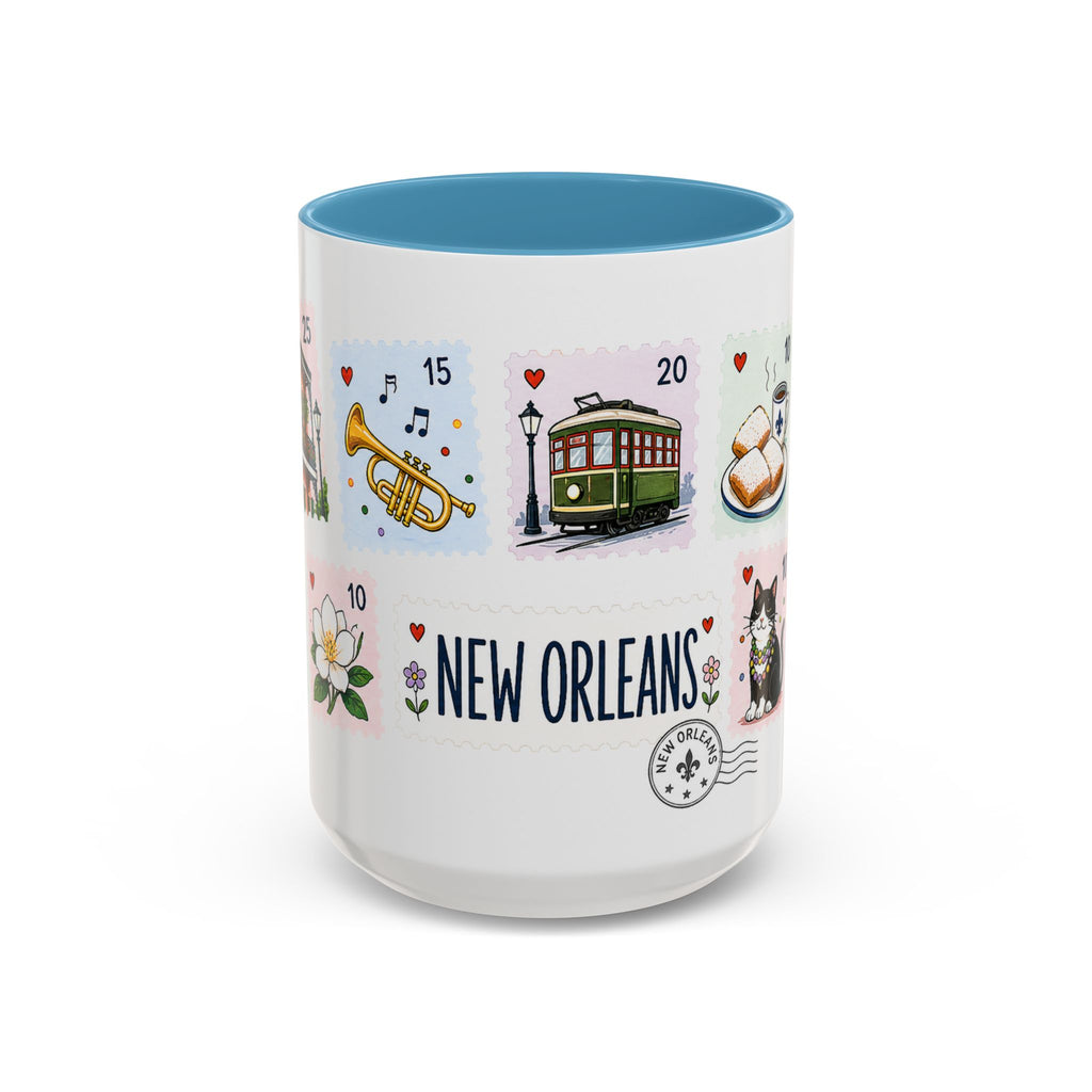 New Orleans Coffee Mug | Postage Stamp Collage Mug | Travel Souvenir Accent Cup 11oz 15oz