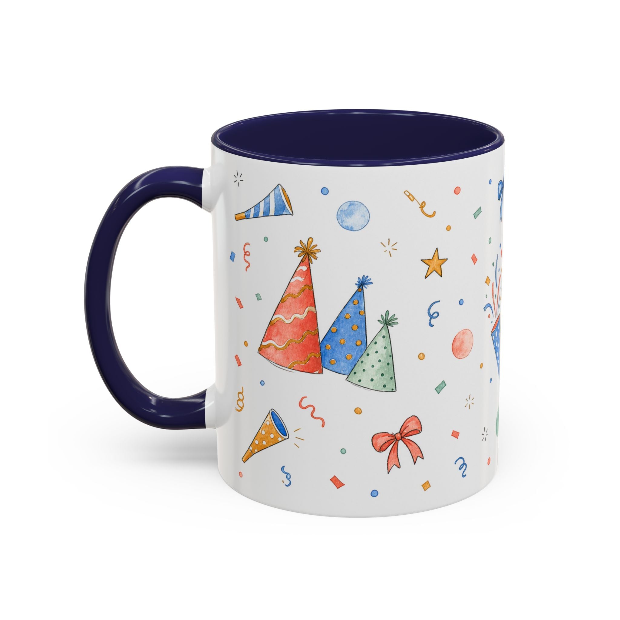 New Year Confetti Mug | Party Popper Watercolor Celebration Gift | Accent Cup 11oz 15oz