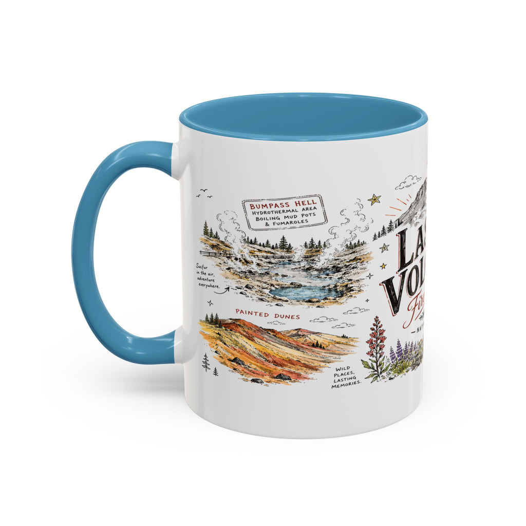 Lassen Volcanic National Park Coffee Mug | California Volcano Geothermal Hiking Gift | Accent Color Ceramic 11oz 15oz