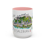 Salzburg Illustrated Travel Mug | City Souvenir Accent Coffee Mug | 11oz 15oz Ceramic Cup