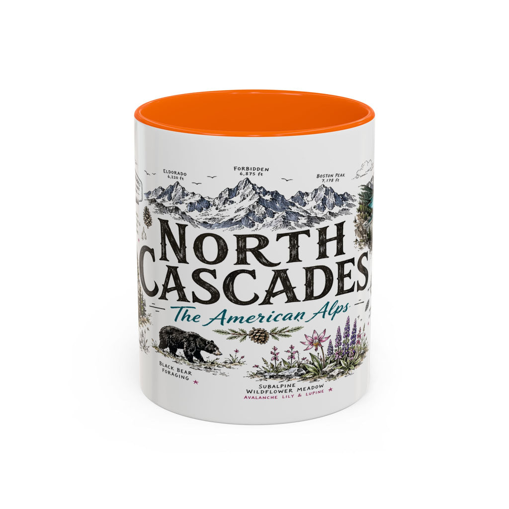 North Cascades National Park Coffee Mug | Washington Alpine Glacier Hiking Gift | Accent Color Ceramic 11oz 15oz