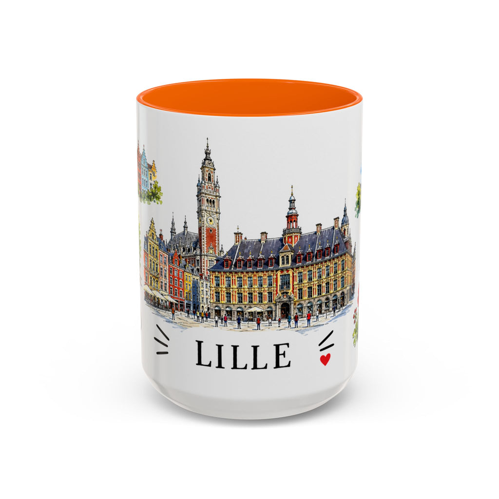 Lille Illustrated Travel Mug | City Souvenir Accent Coffee Mug | 11oz 15oz Ceramic Cup