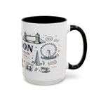 London Coffee Mug | England Souvenir Travel Gift | Accent Color Ceramic 11oz 15oz
