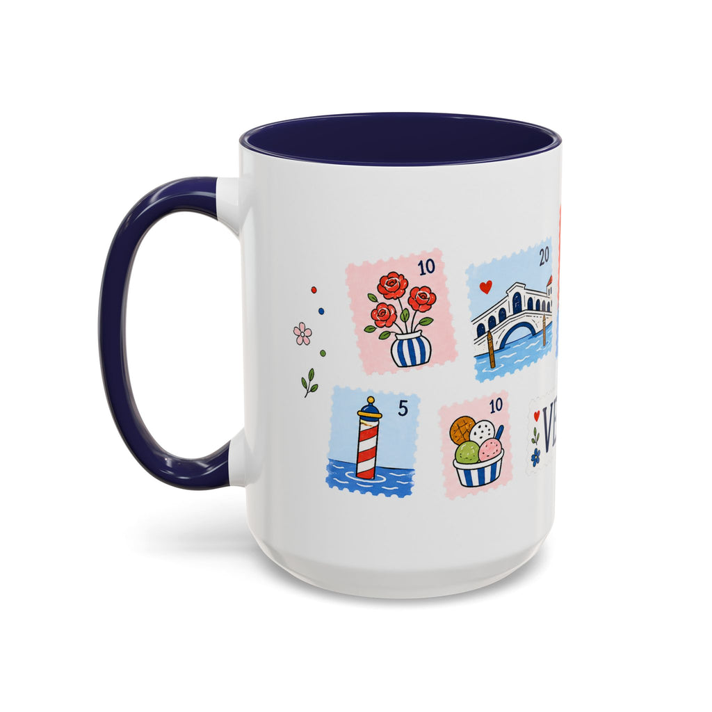 Venice Coffee Mug | Postage Stamp Collage Mug | Travel Souvenir Accent Cup 11oz 15oz