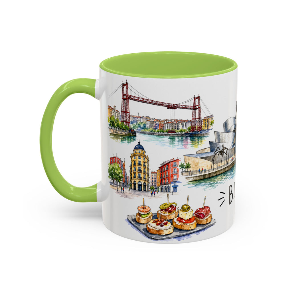 Bilbao Illustrated Travel Mug | City Souvenir Accent Coffee Mug | 11oz 15oz Ceramic Cup