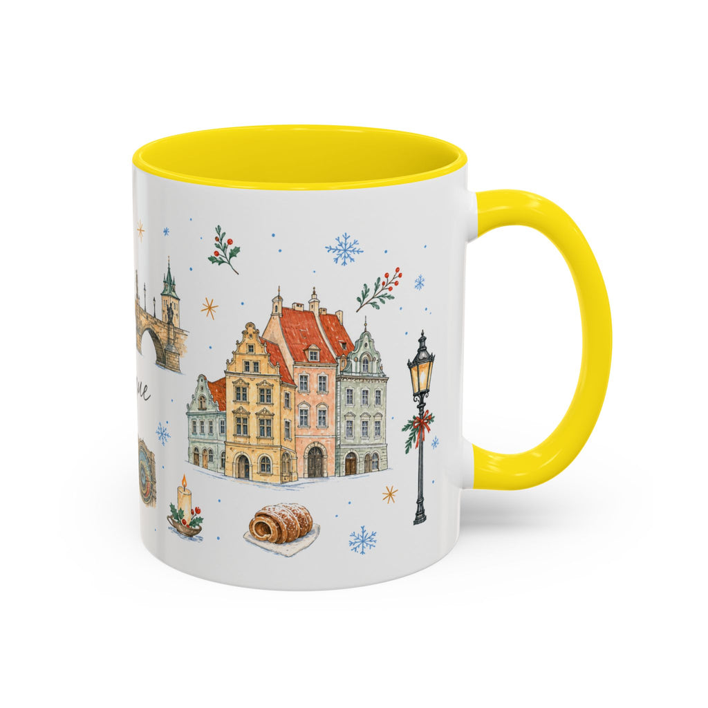 Prague Christmas Mug | Watercolor Travel Souvenir | Holiday Gift | Accent Ceramic Coffee Cup 11oz 15oz