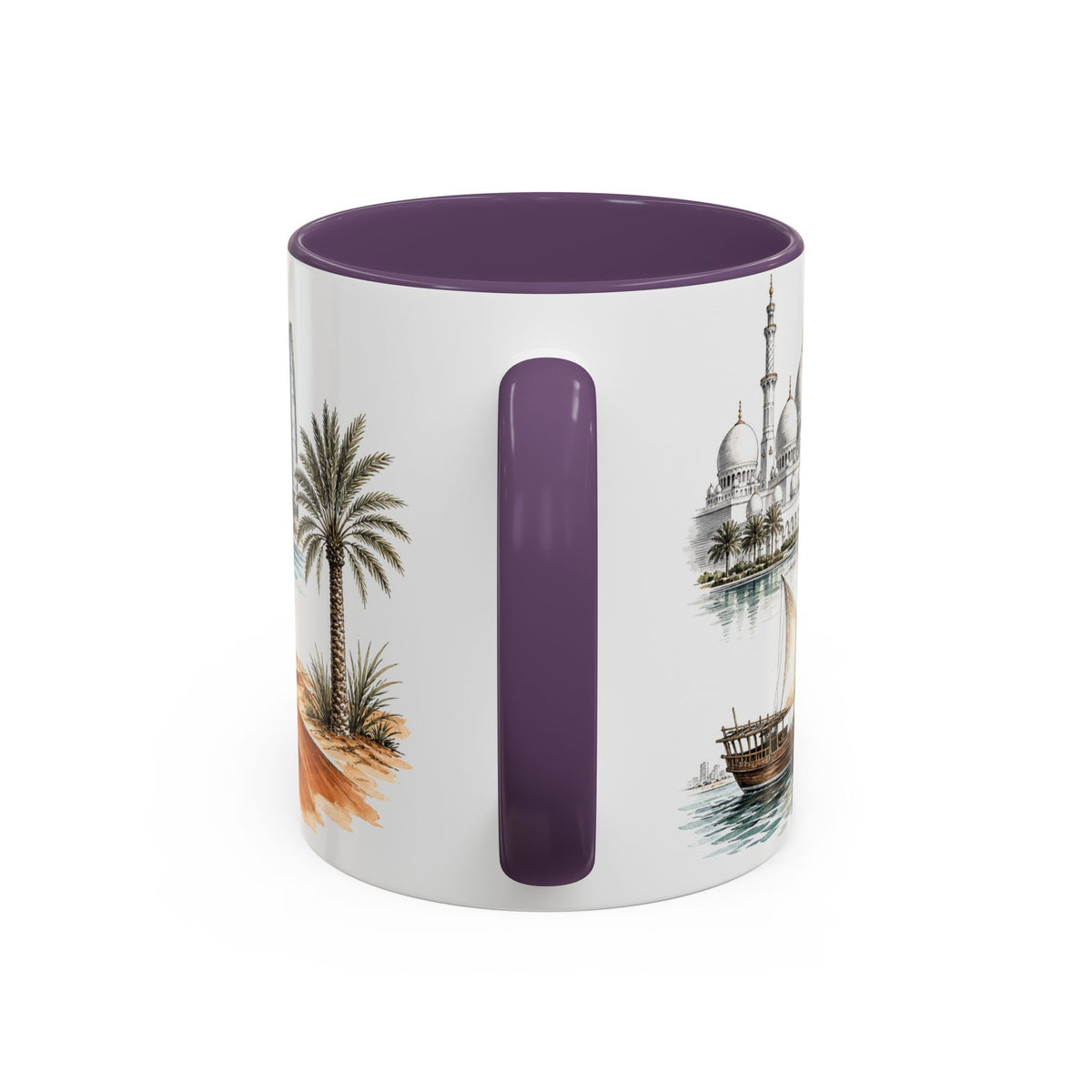 Abu Dhabi Coffee Mug | United Arab Emirates Travel Souvenir | Vintage Illustrated City Gift | 11 oz 15 oz Accent Mug