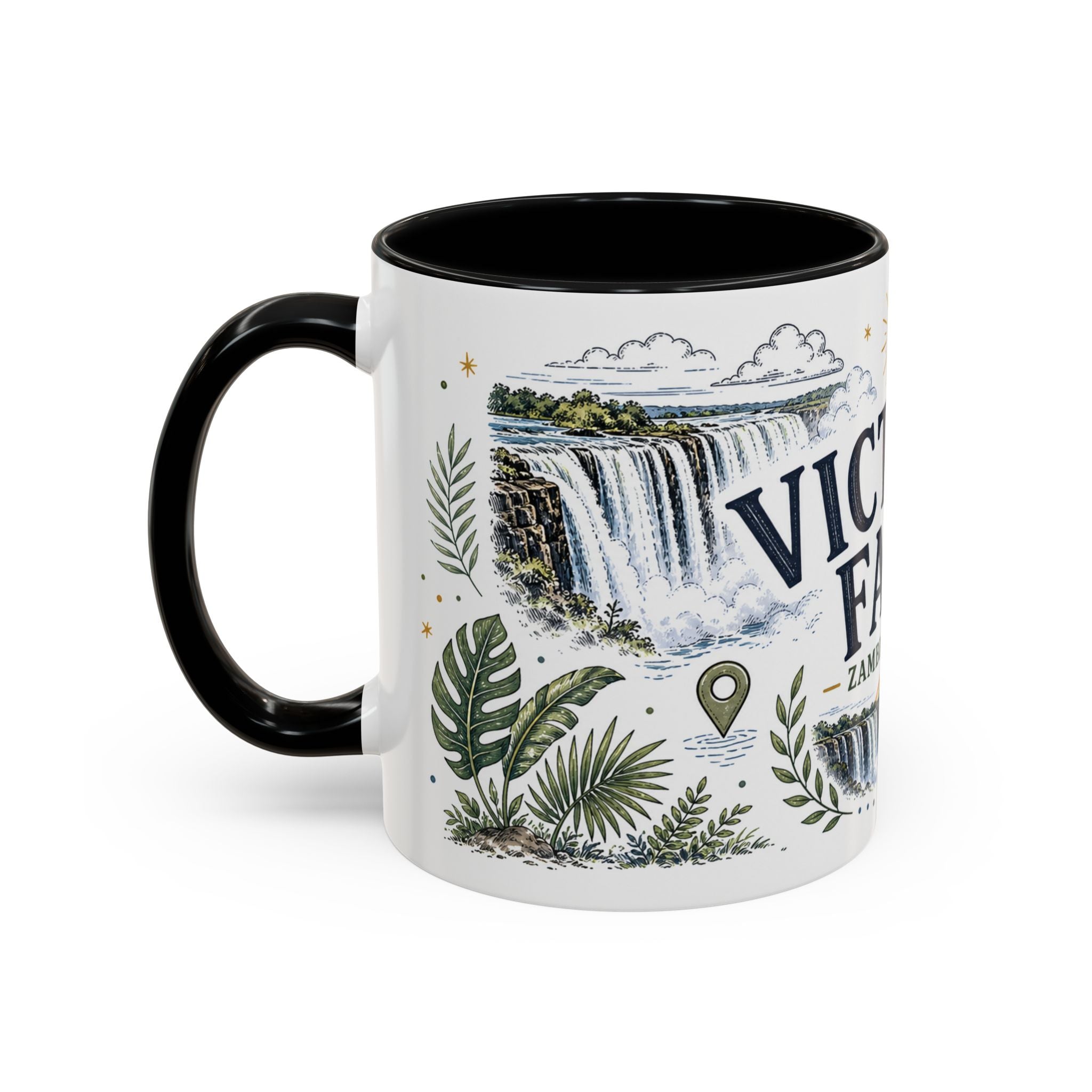 Victoria Falls Coffee Mug | Travel Destination Souvenir Gift | Accent Color Ceramic 11oz 15oz