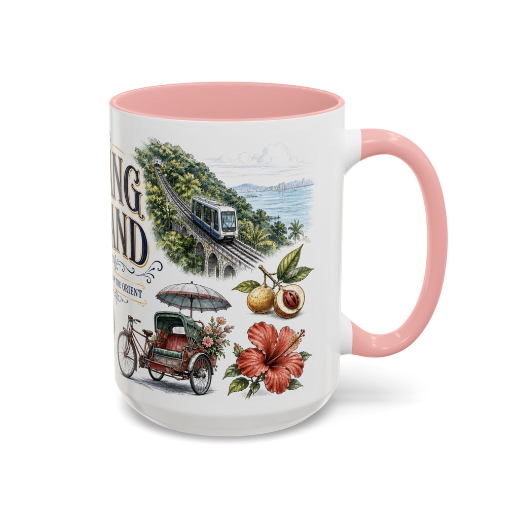 Penang Island Coffee Mug | Malaysia Travel Souvenir | Vintage Illustrated City Gift | 11 oz 15 oz Accent Mug