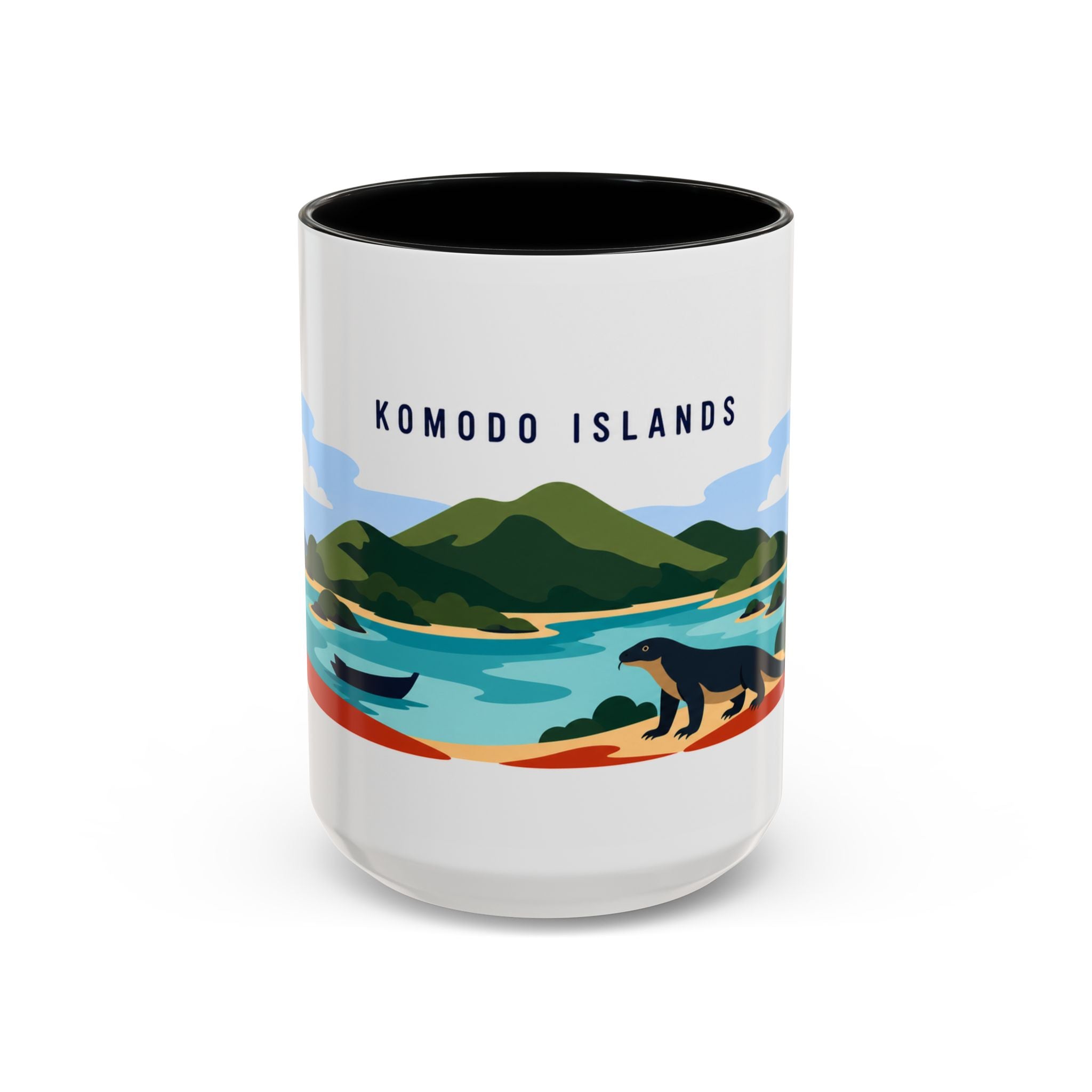 Komodo Islands Coffee Mug | Travel Destination Souvenir Gift | Accent Color Ceramic 11oz 15oz