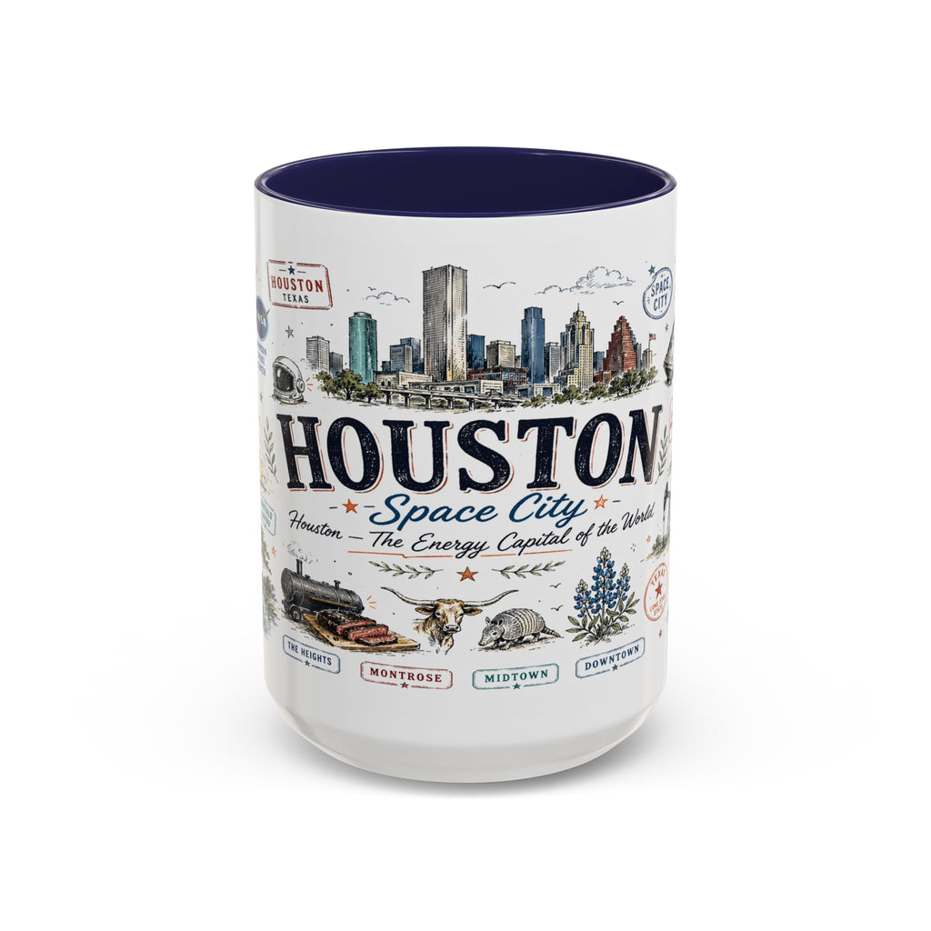 Houston Coffee Mug | Texas Souvenir City Gift | Accent Color Ceramic 11oz 15oz