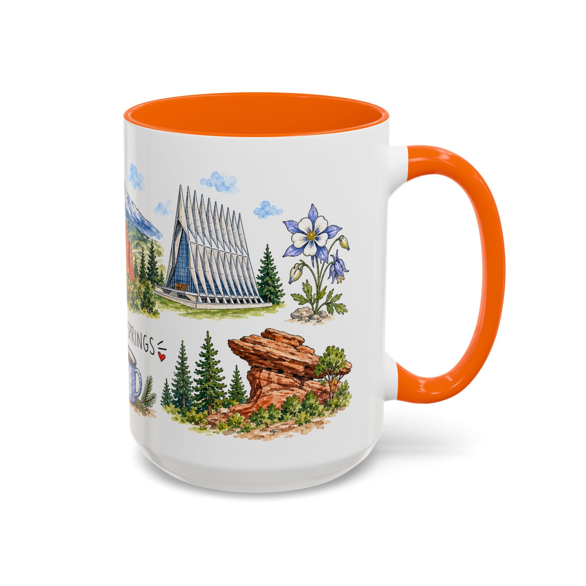 Colorado Springs Illustrated Travel Mug | City Souvenir Accent Coffee Mug | 11oz 15oz Ceramic Cup