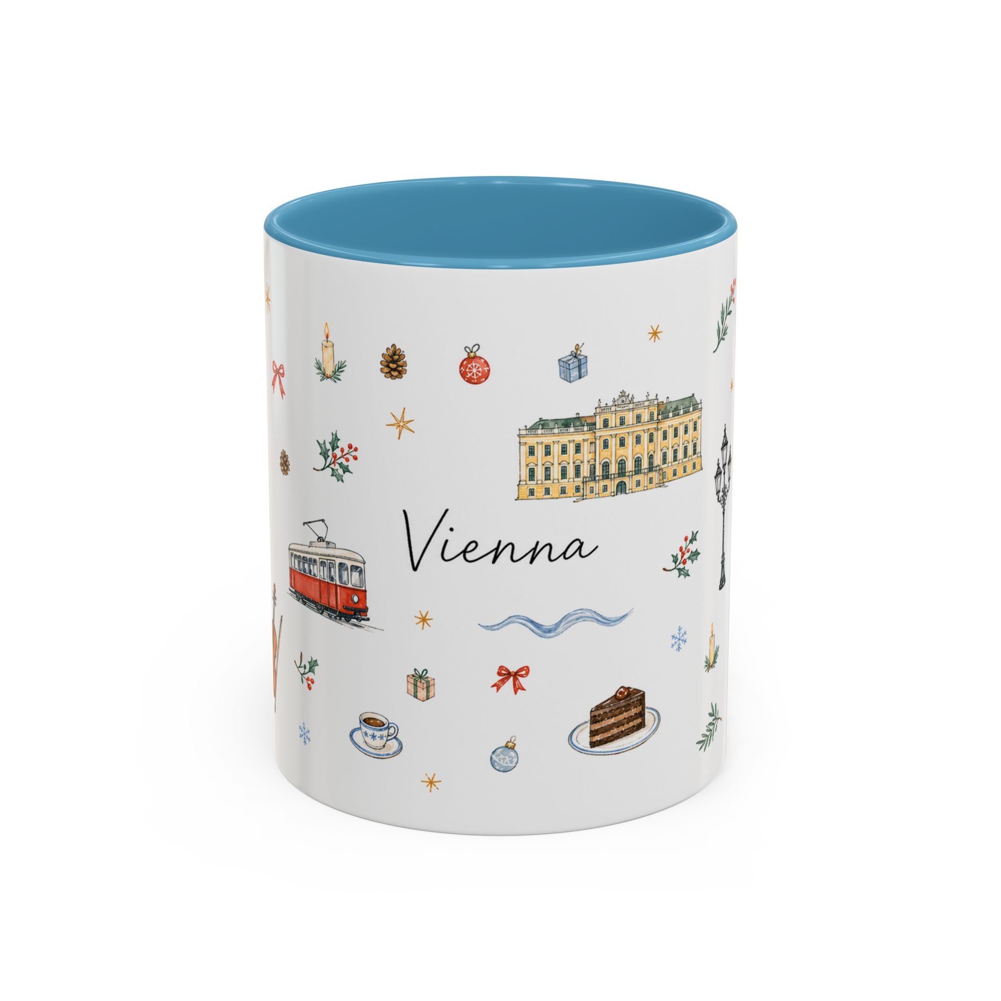 Vienna Christmas Mug | Watercolor Travel Souvenir | Holiday Gift | Accent Ceramic Coffee Cup 11oz 15oz