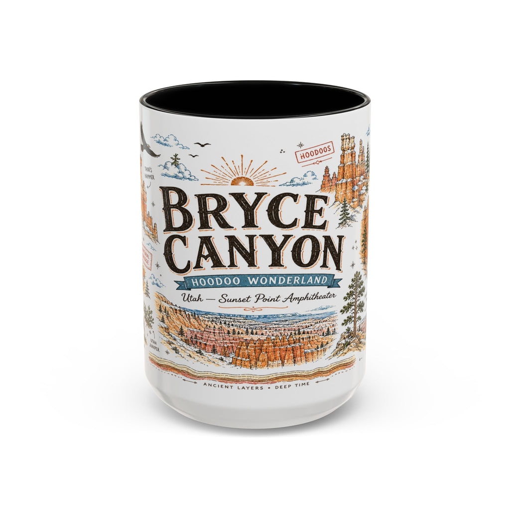 Bryce Canyon Coffee Mug | National Park Hiking Utah Gift | Accent Color Ceramic 11oz 15oz