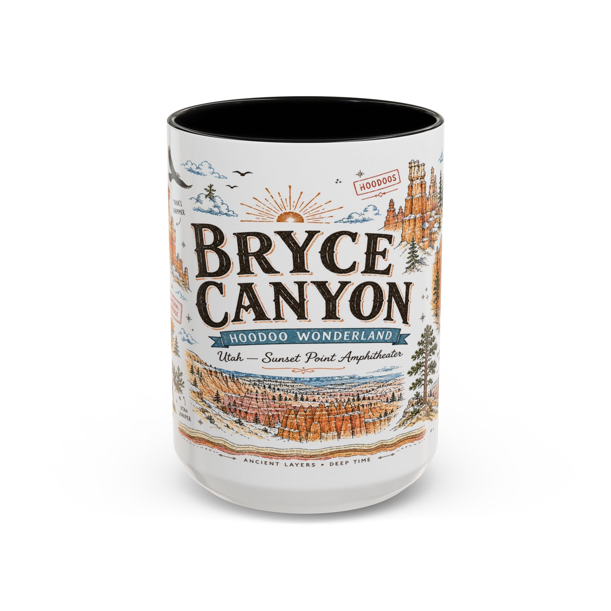 Bryce Canyon Coffee Mug | National Park Hiking Utah Gift | Accent Color Ceramic 11oz 15oz