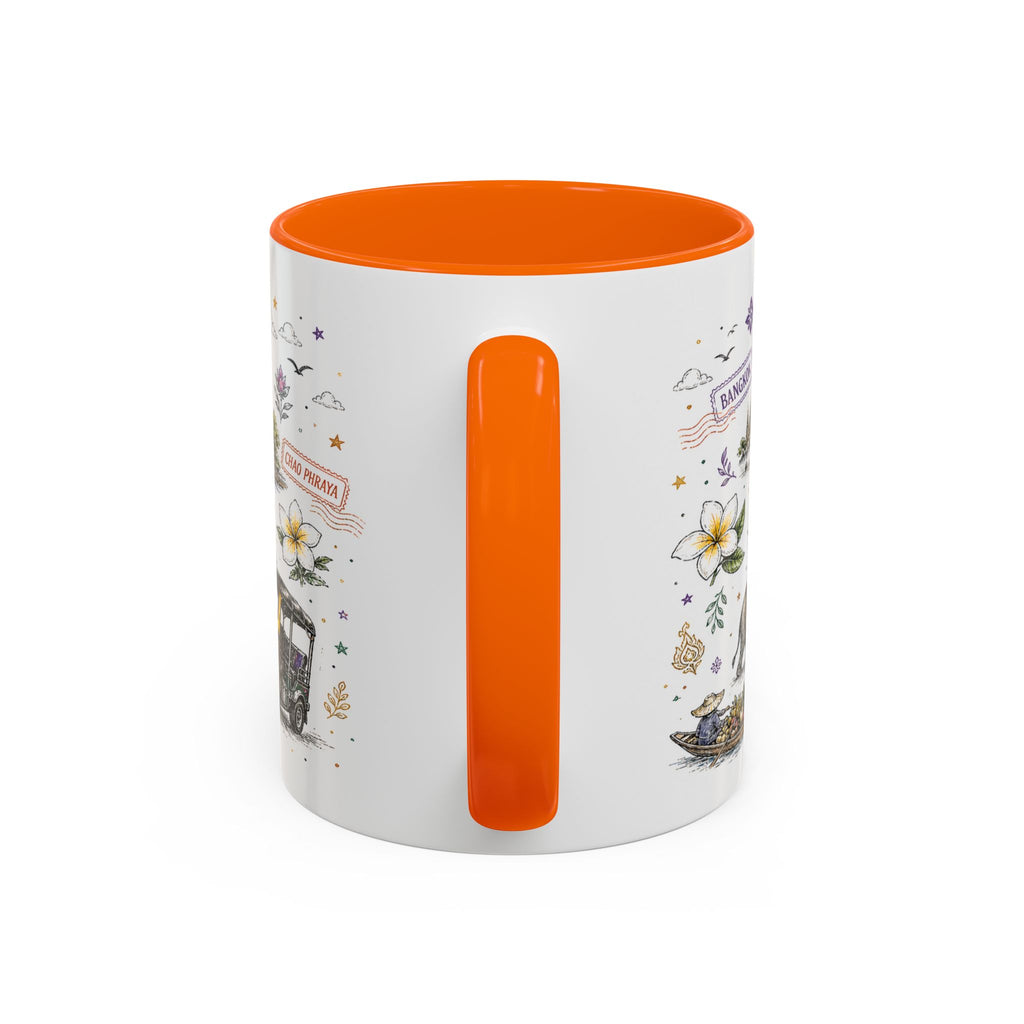 Bangkok Coffee Mug | Thailand Souvenir Travel Gift | Accent Color Ceramic 11oz 15oz