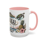 Honolulu Coffee Mug | United States Travel Souvenir | Vintage Illustrated City Gift | 11 oz 15 oz Accent Mug