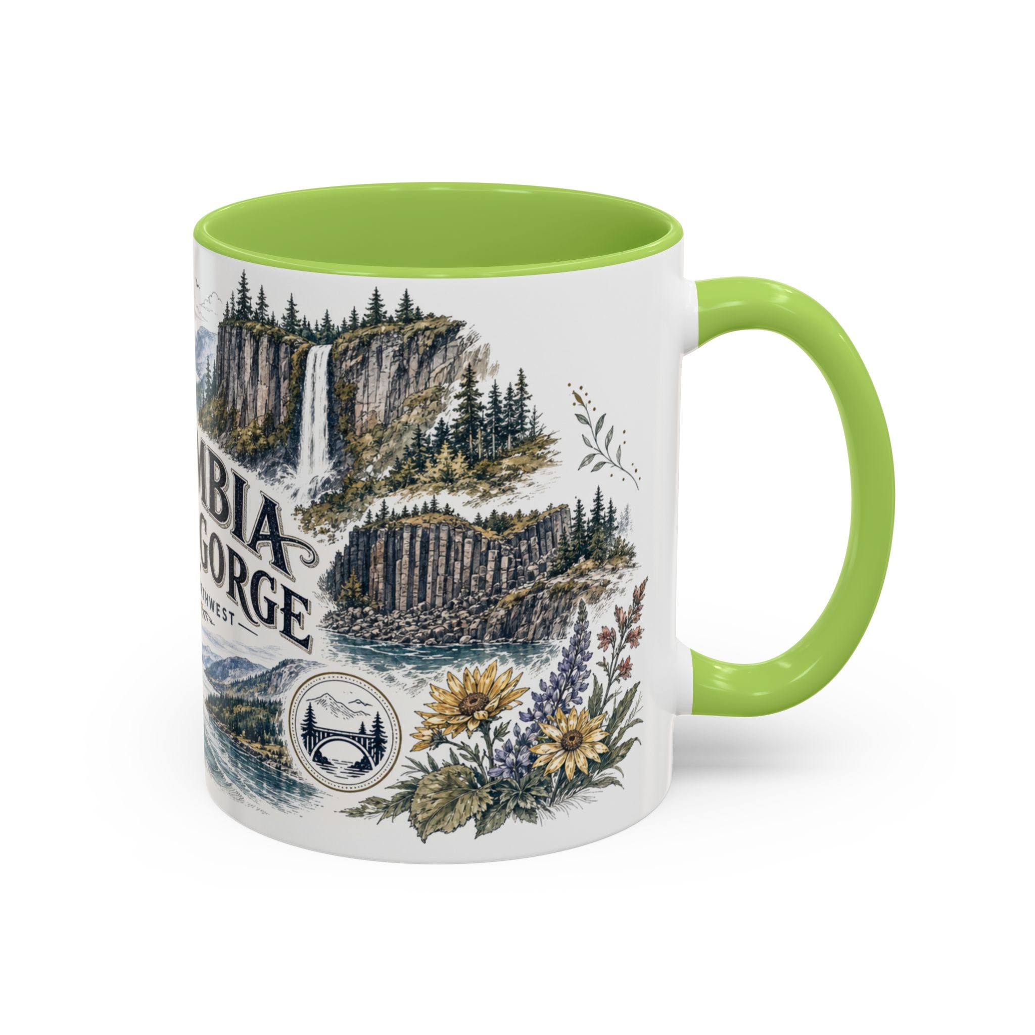 Columbia River Gorge Mug, Pacific Northwest Travel Souvenir, Bucket List Gift, Accent Ceramic Coffee Mug 11oz 15oz