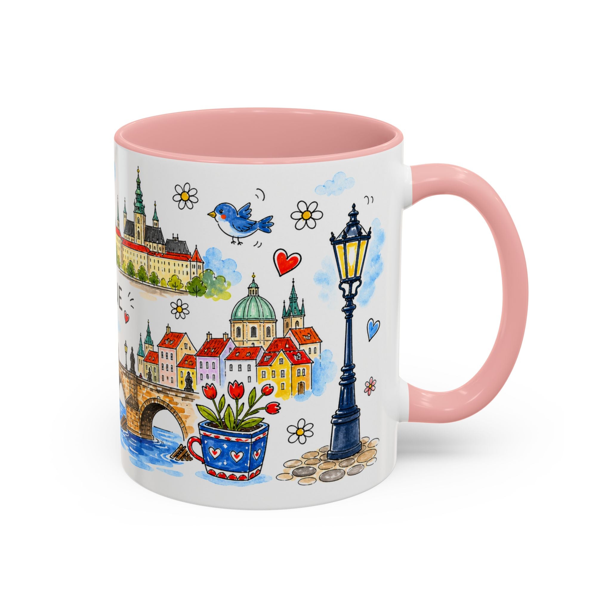 Prague Travel Mug | European City Souvenir Accent Coffee Mug | 11oz 15oz Ceramic Cup