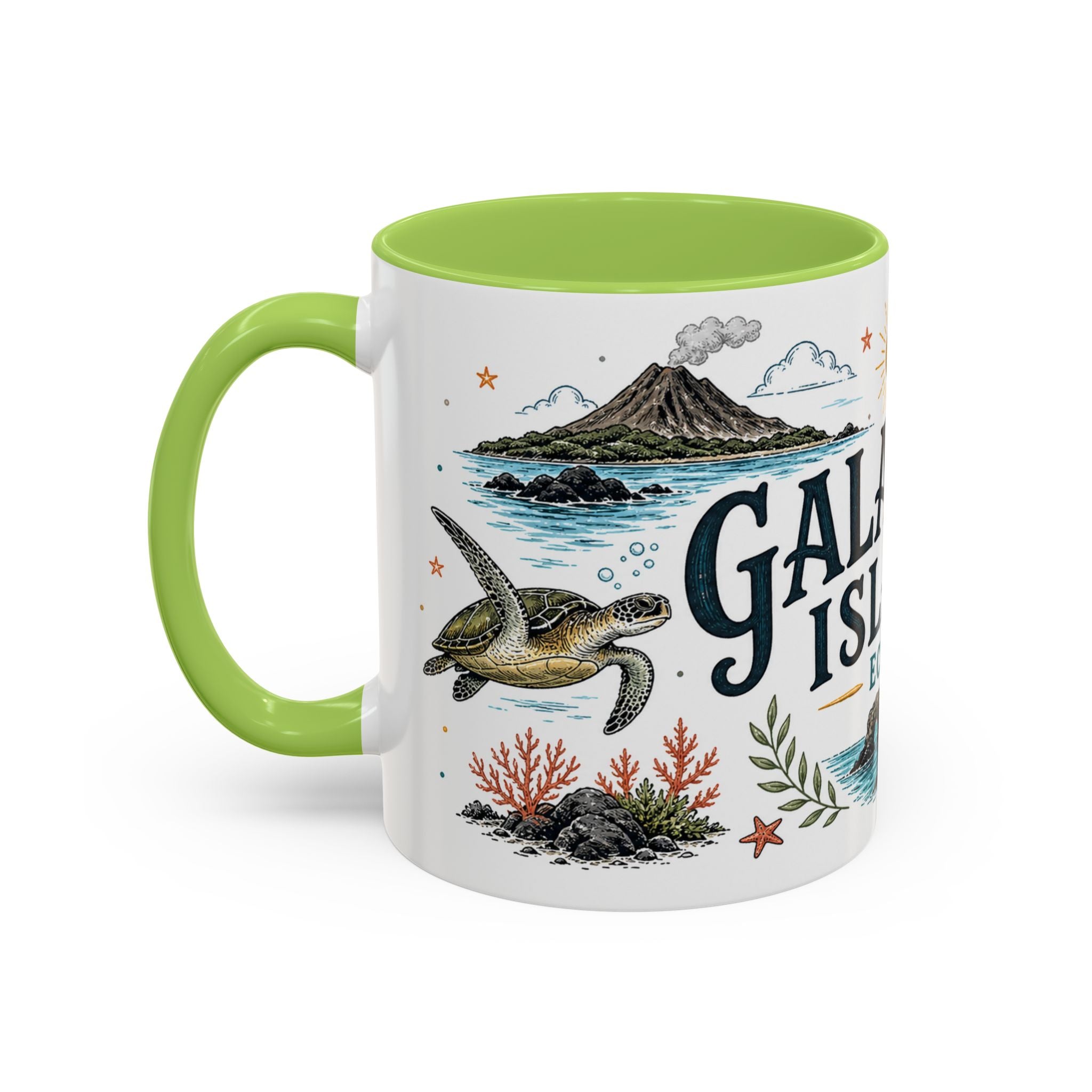 Galapagos Islands Coffee Mug | Travel Destination Souvenir Gift | Accent Color Ceramic 11oz 15oz