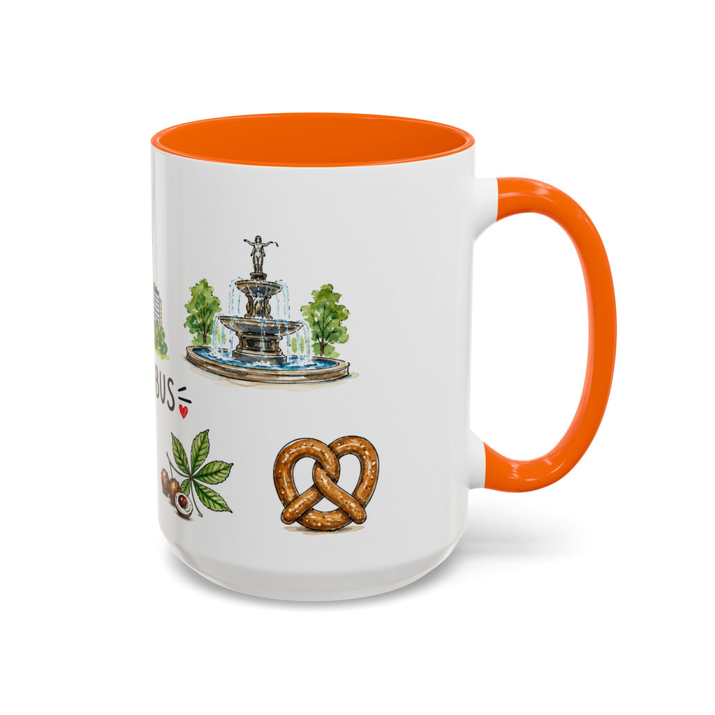 Columbus Illustrated Travel Mug | City Souvenir Accent Coffee Mug | 11oz 15oz Ceramic Cup
