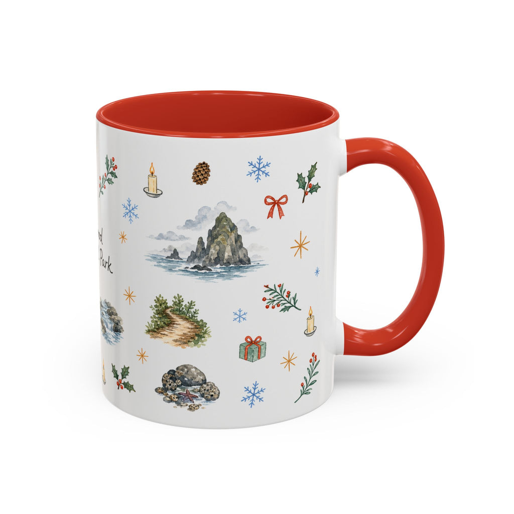 Redwood National Park Christmas Mug | Watercolor Travel Souvenir | Holiday Gift | Accent Ceramic Coffee Cup 11oz 15oz