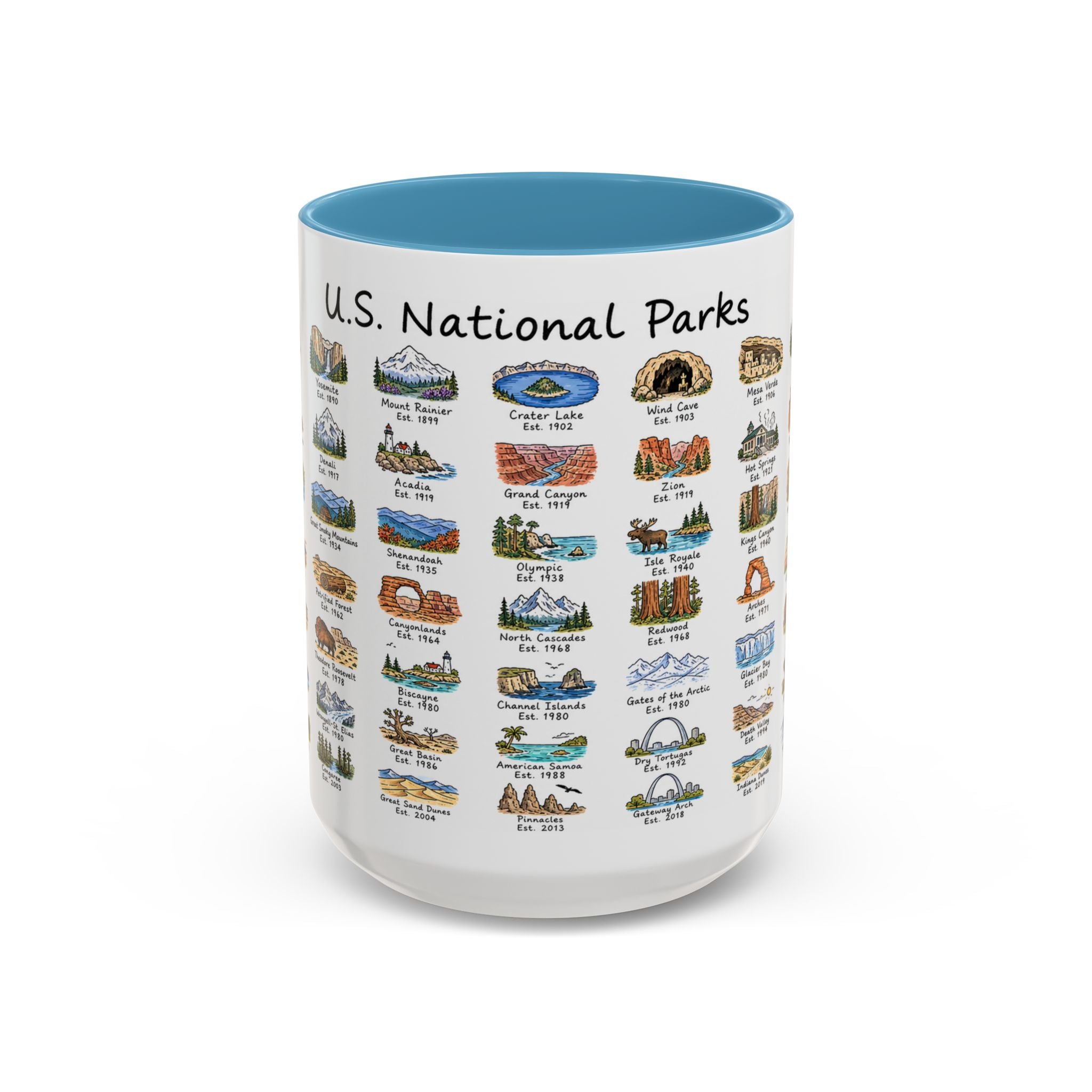63 National Parks Mug | U.S. Parks Coffee Cup | Park Bucket List Gift | Road Trip Hiking Camping Souvenir