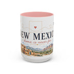 New Mexico State Map Mug | Desert Scenery, Yucca Flower Accent Coffee Cup