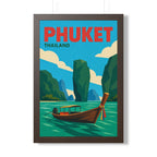 Phuket Thailand Framed Poster | Vintage Travel Wall Art | Black Walnut White Frame | 16x24 20x30