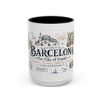 Barcelona Coffee Mug | Spain Souvenir Travel Gift | Accent Color Ceramic 11oz 15oz