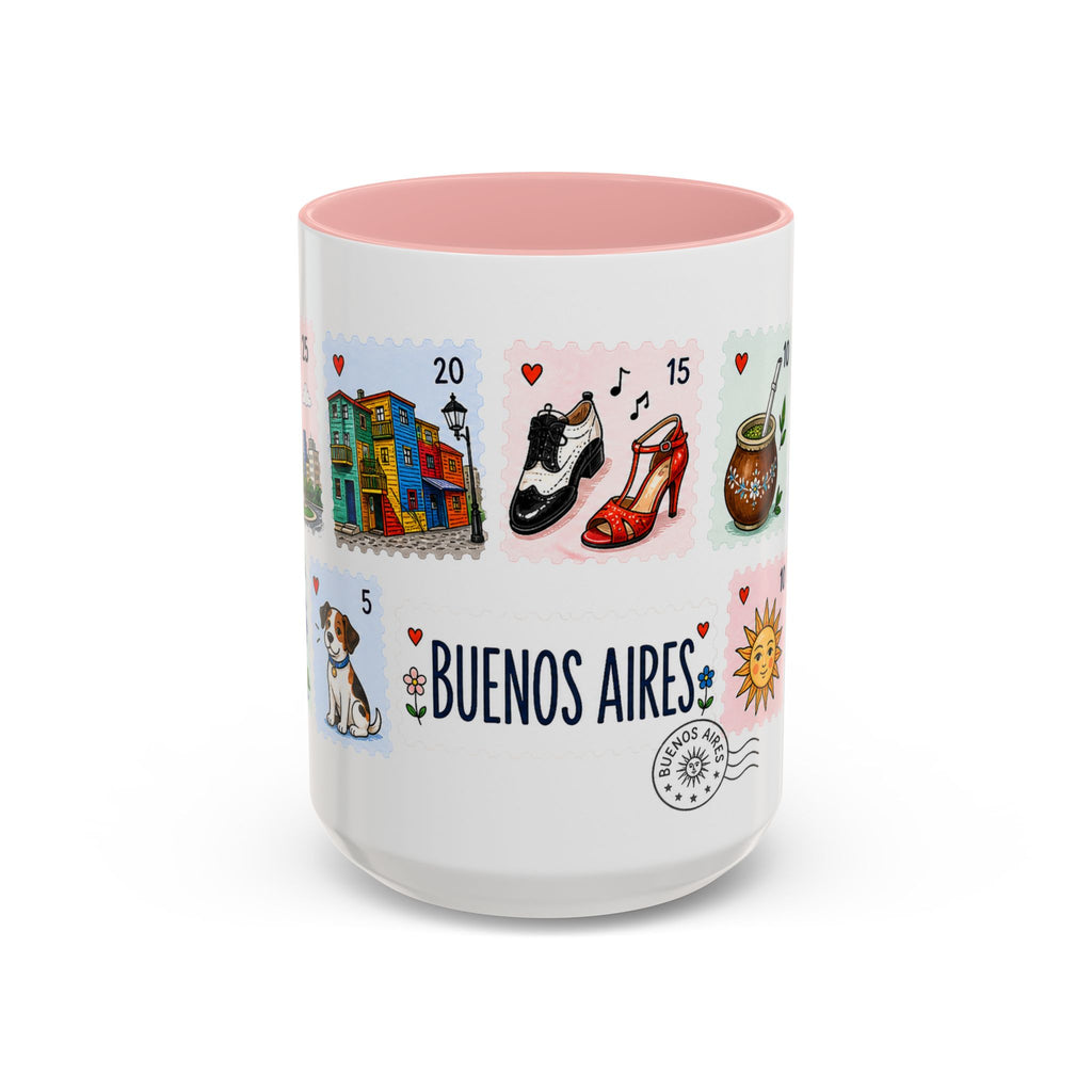 Buenos Aires Coffee Mug | Postage Stamp Collage Mug | Travel Souvenir Accent Cup 11oz 15oz