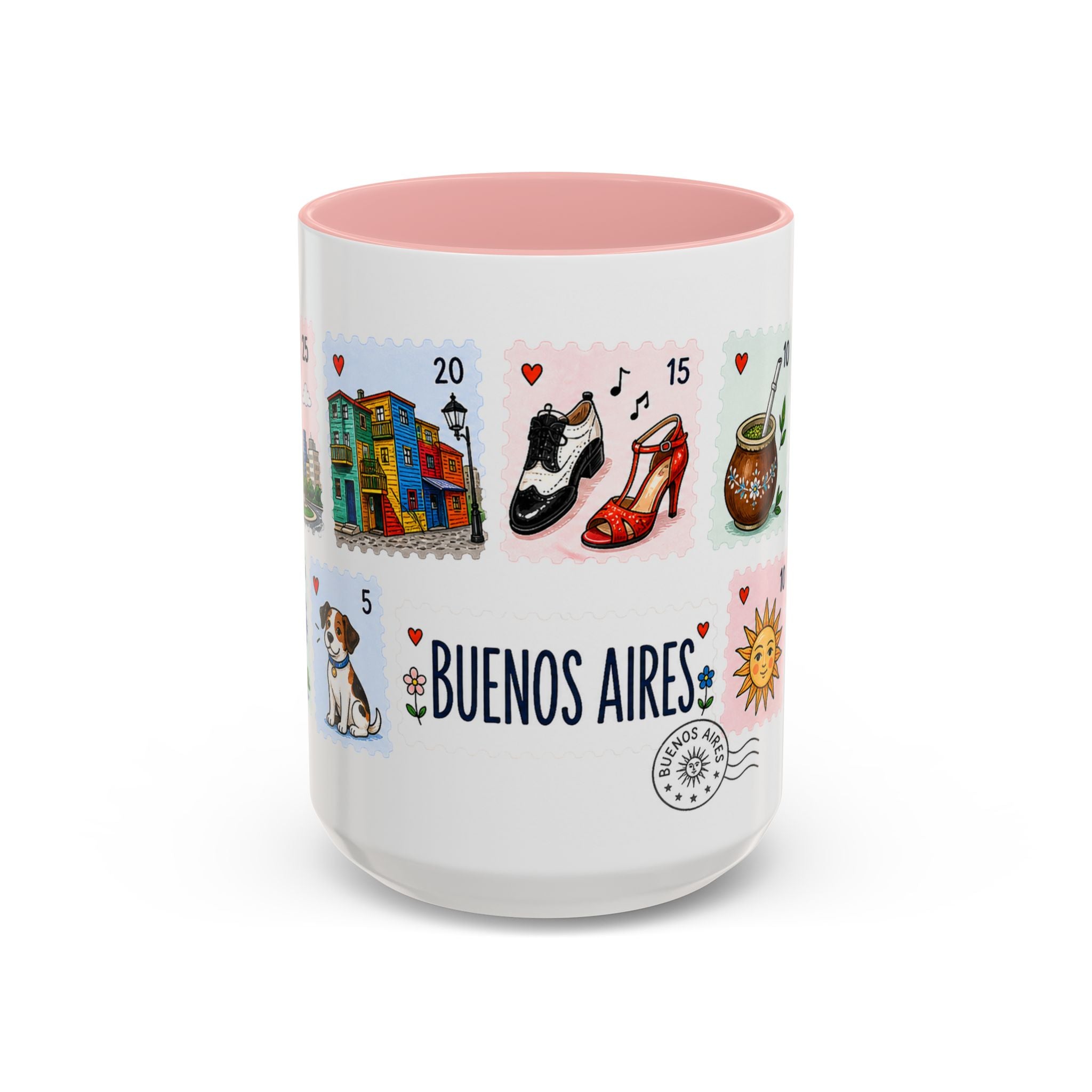 Buenos Aires Coffee Mug | Postage Stamp Collage Mug | Travel Souvenir Accent Cup 11oz 15oz