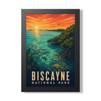Biscayne National Park Framed Poster | Vintage Travel Wall Art | Black Walnut White Frame | 16x24 20x30