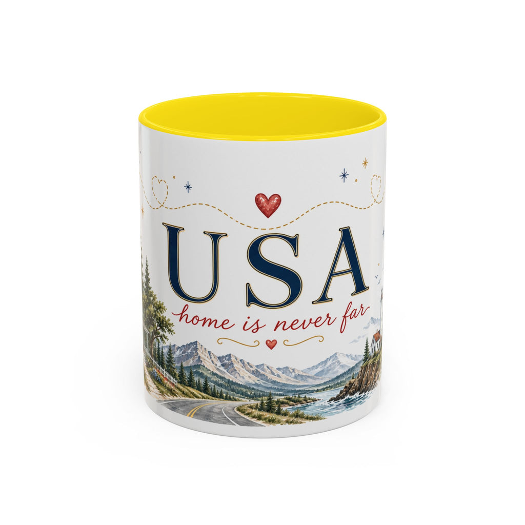 USA Home Country Mug | Moving Away Gift | Long Distance Friendship | 11 oz 15 oz Accent Mug